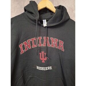 VTG Indiana Hoosiers Hoodie Men M Black Sweatshirt Team Student College 90's Y2K